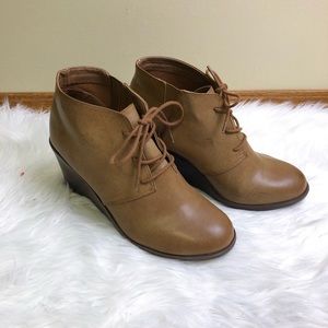 TORRID Tan Wedge Booties 12 Wide